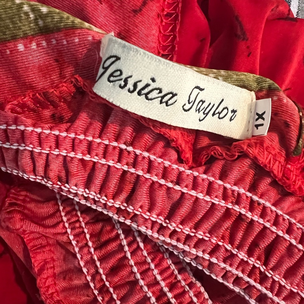 Women's Jessica Taylor Red & Black Maxi Dress/Swim Coverup 1X - Picture 5 of 8